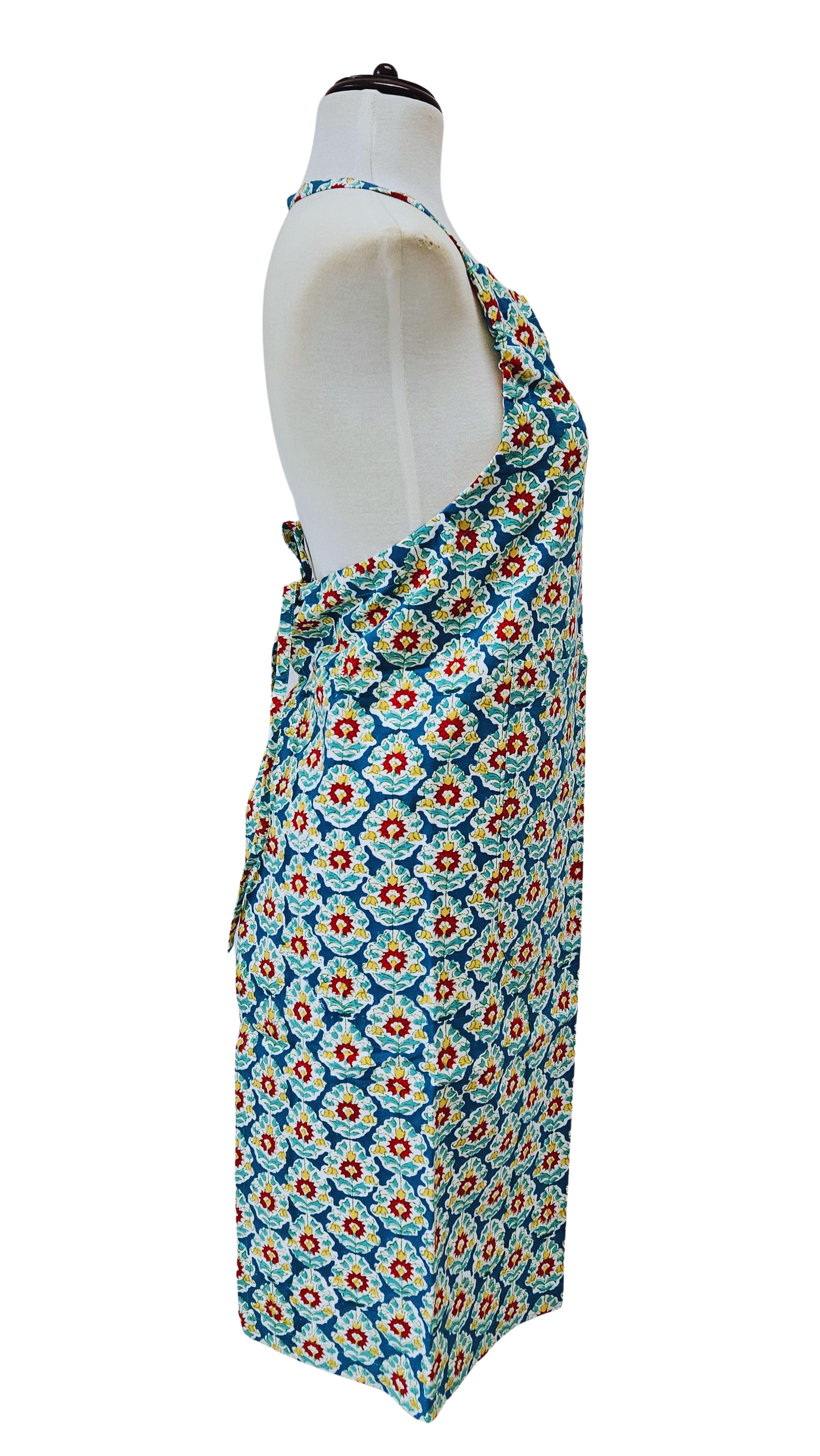 Delantal estampado a mano Fondo azul