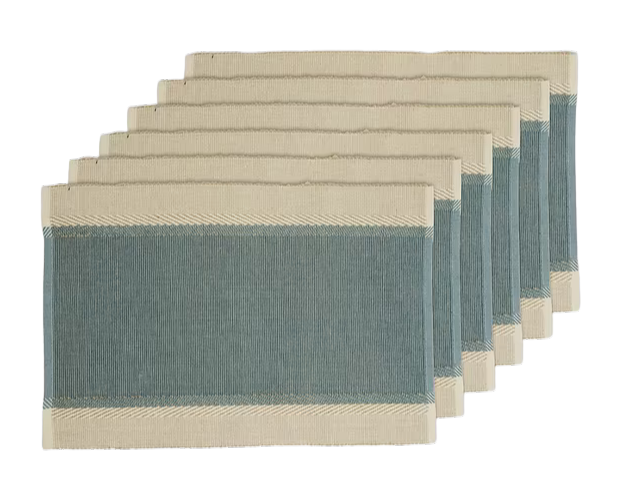 Mantel individual tejido en algodón. Zeeya azul (set 6)