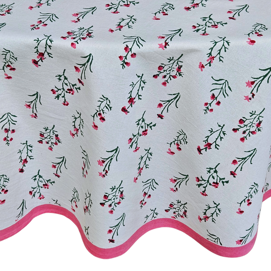 Mantel redondo estampado a mano. Botanical flower