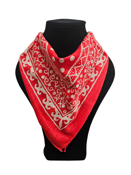 Bandana / Paliacate 100% algodón de la India. Rojo