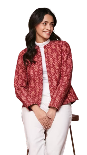 Saco de algodón/lyocel estampado a mano. Vino PREVENTA