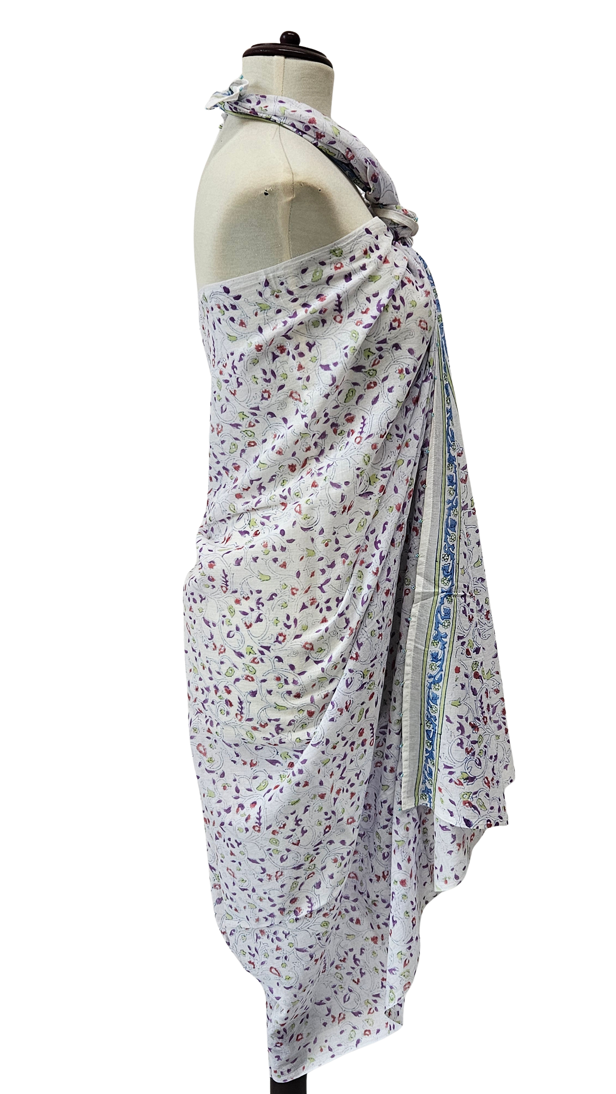 Pareo de algodón estampado a mano. Malati
