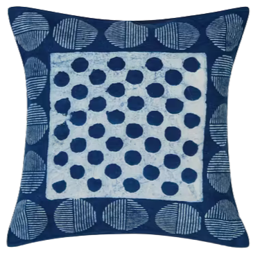 Funda de cojín azul índigo natural Dabu. Ditya 40x40