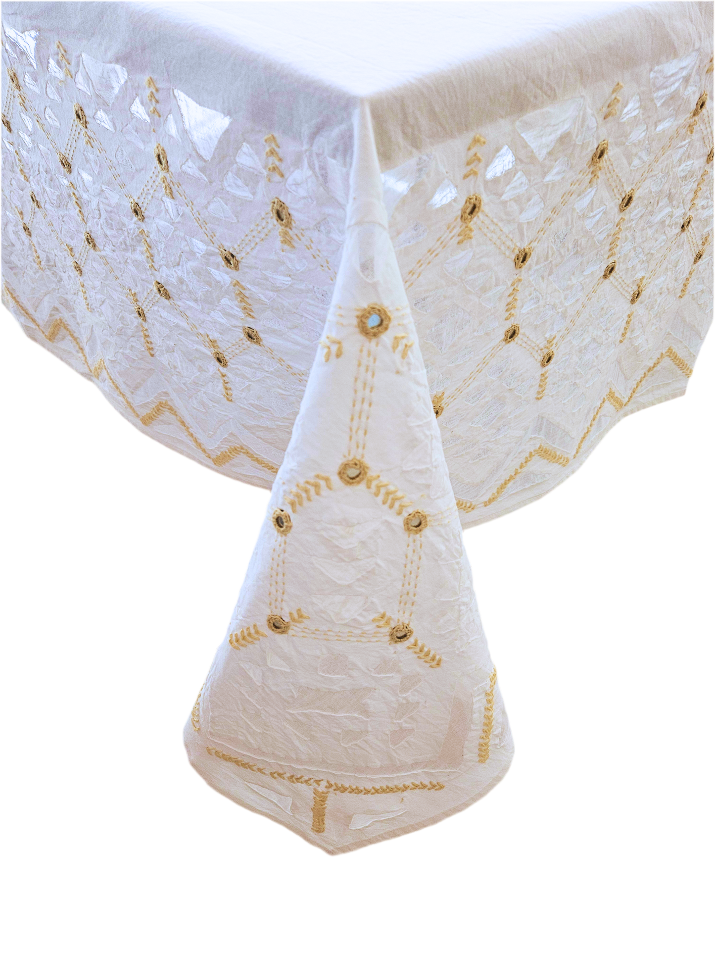 Mantel calado rectangular. Motiya blanco