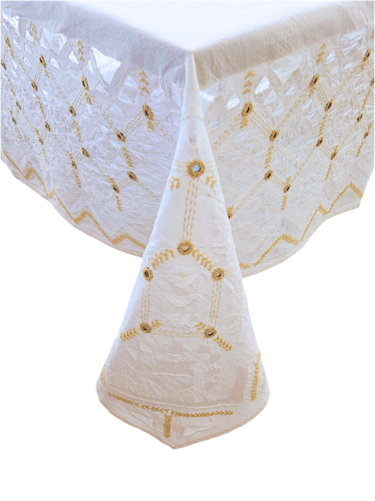 Mantel calado rectangular. Motiya blanco