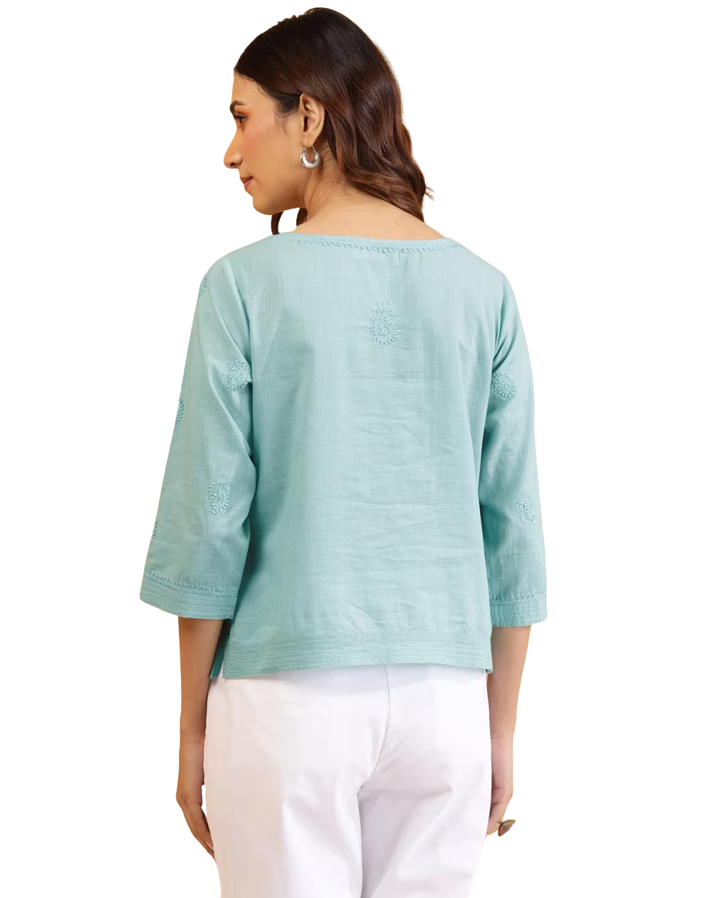 Blusa bordado chikankari. Menta PREVENTA