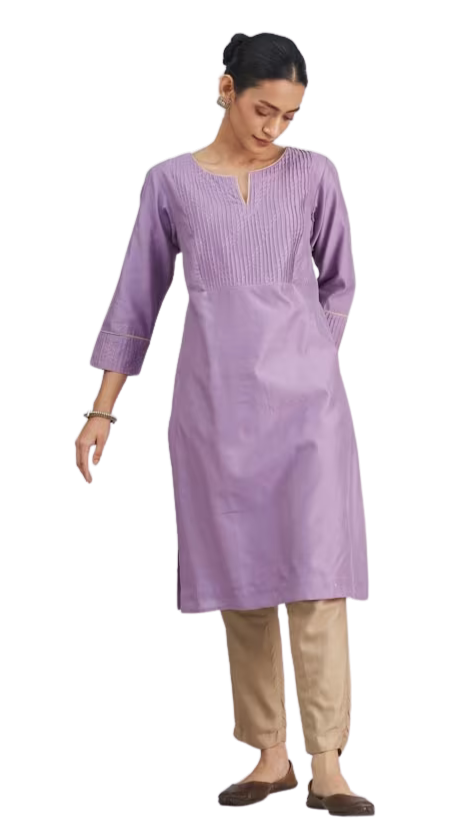 Kurta larga combinación seda. Lavanda PREVENTA
