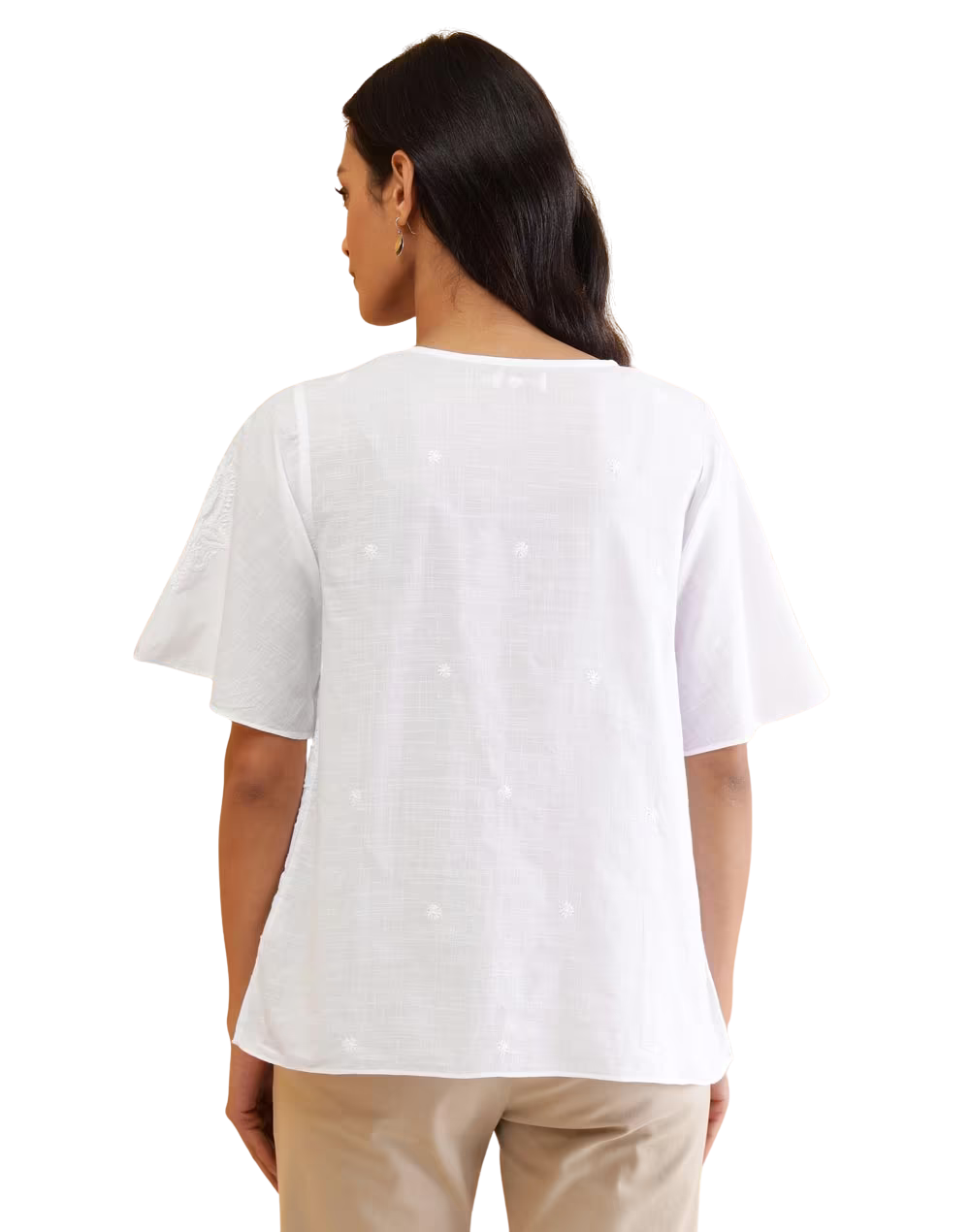 Blusa con bordado chikankari.Manga amplia. Blanca PREVENTA