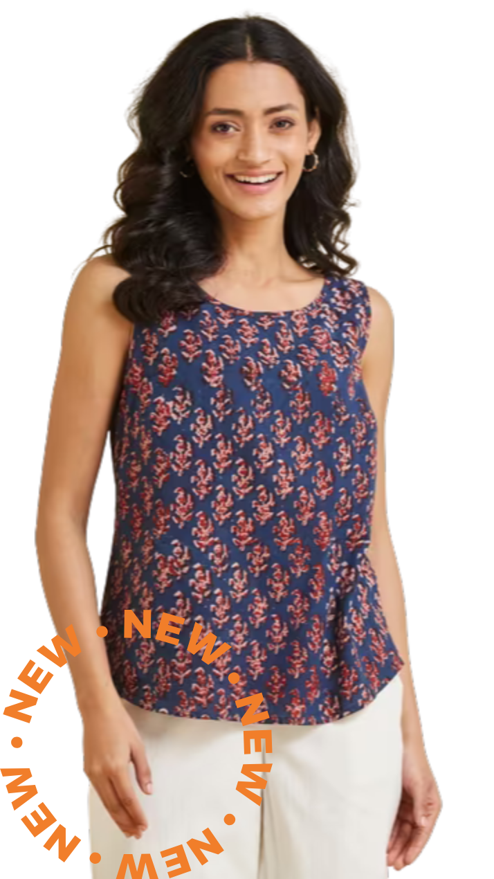 Blusa sin mangas Bagru. Índigo PREVENTA