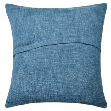 Funda de cojín de seda. Tejida en telar. Chaman azul 50x50