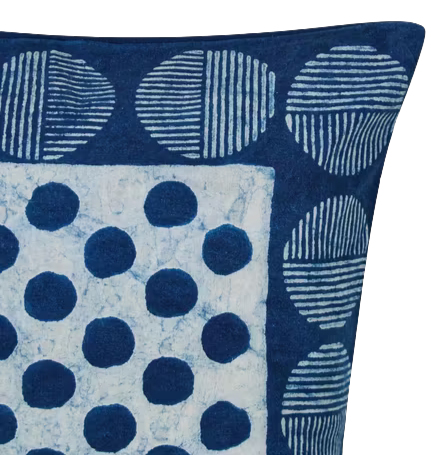 Funda de cojín azul índigo natural Dabu. Ditya 40x40