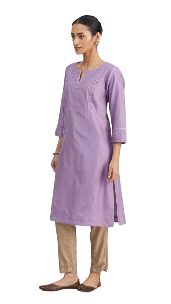 Kurta larga combinación seda. Lavanda PREVENTA