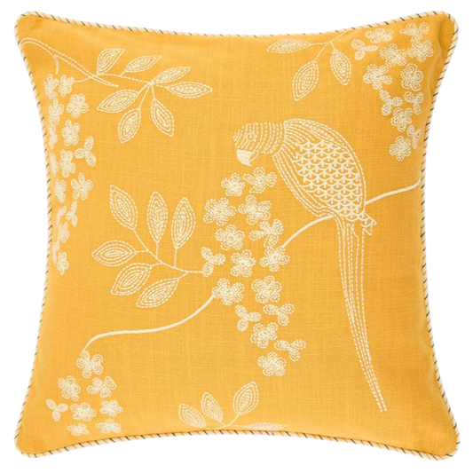Funda de cojín bordada. Idinya ocre 40x40