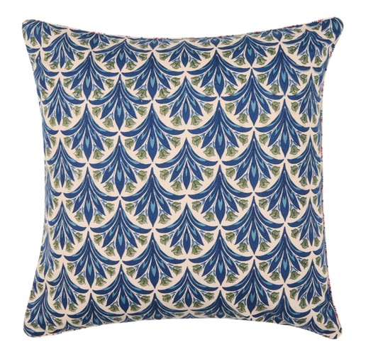 Funda de cojín de algodón estampada. Gulzar Pankh azul 40x40