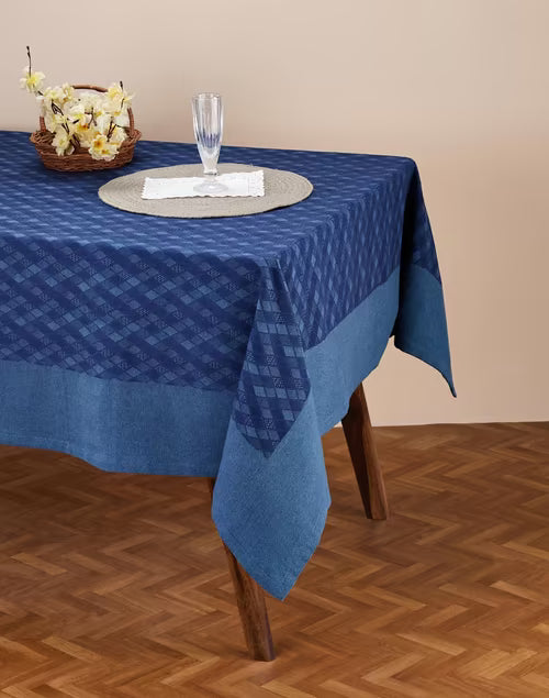 Mantel cuadrado 100% algodón tejido en telar. Akira índigo