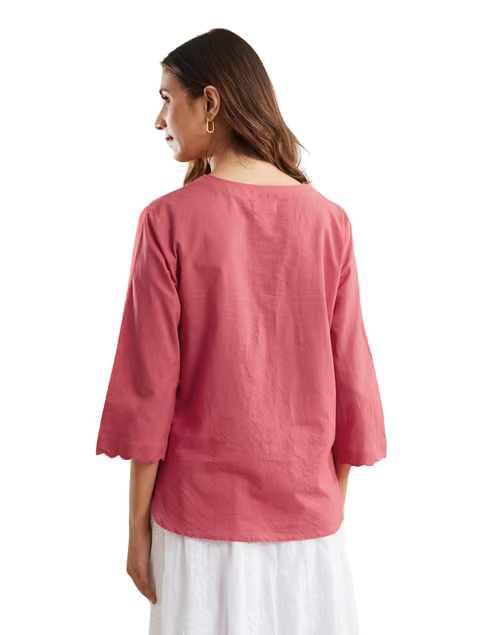 Blusa Bordada Chikankari. Coral. Nueva