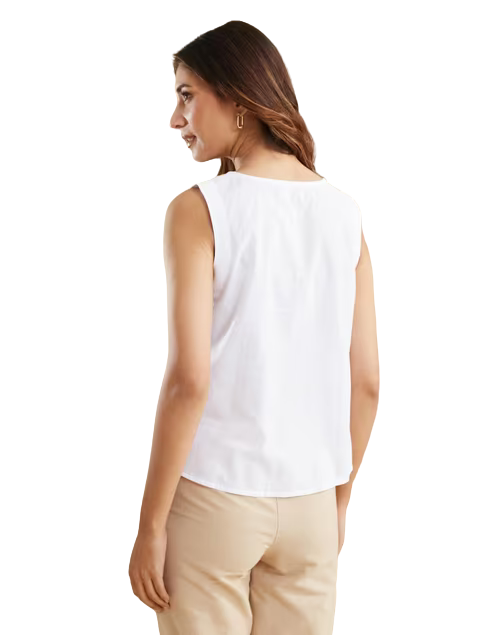 Blusa sin mangas chikankari. Blanca. Nueva