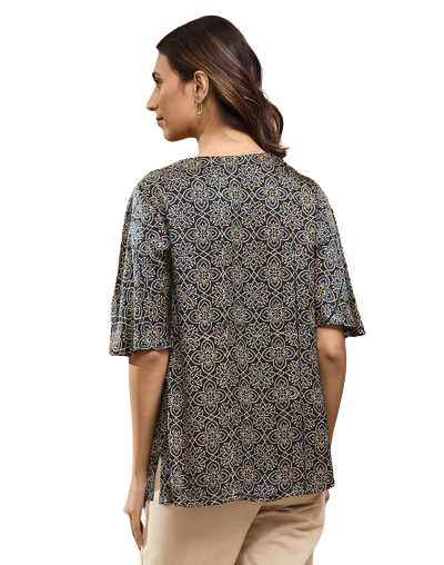 Blusa estilo Ajrakh. Índigo, Nueva