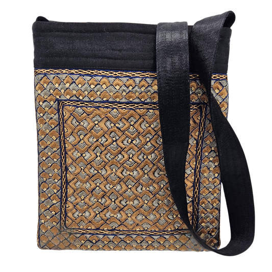 Bolso de mano bordado Neran Square Kutch Negro