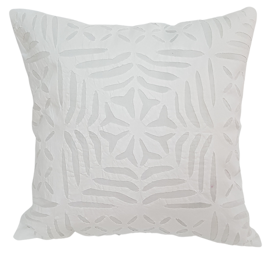 Funda de cojín de algodón calado. Blanco 50x50