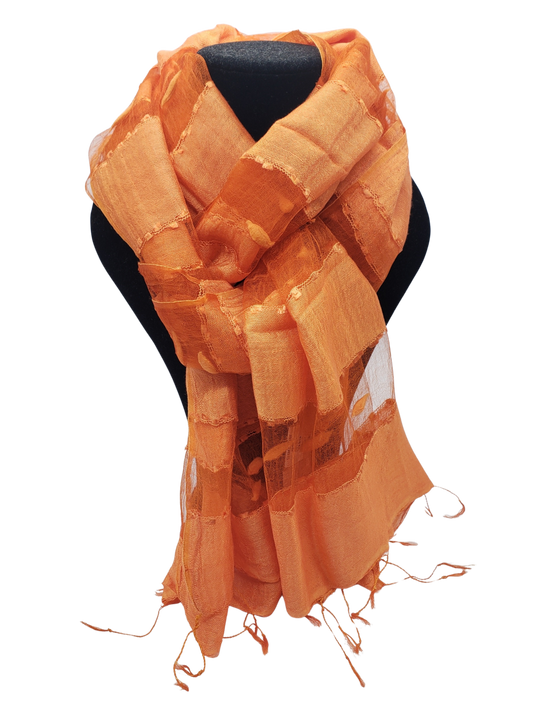 Mascada de seda cruda. Naranja