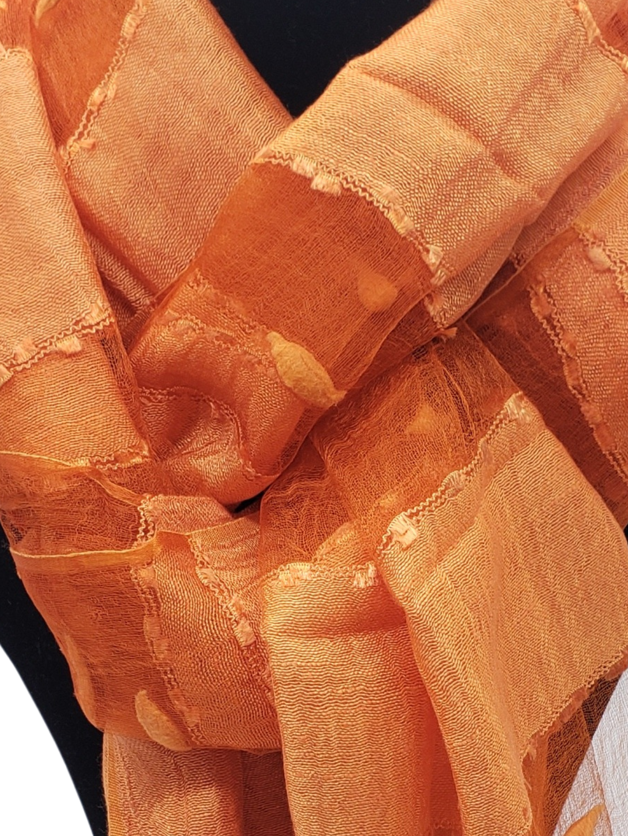 Mascada de seda cruda. Naranja