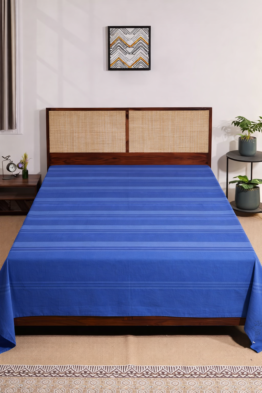 Colcha tejida en telar. Tarana azul