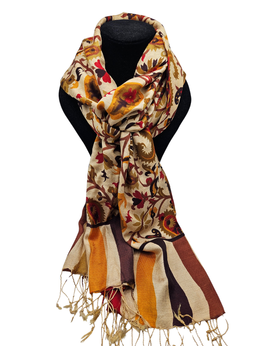 Mascada de algodón estampada. Calabaza