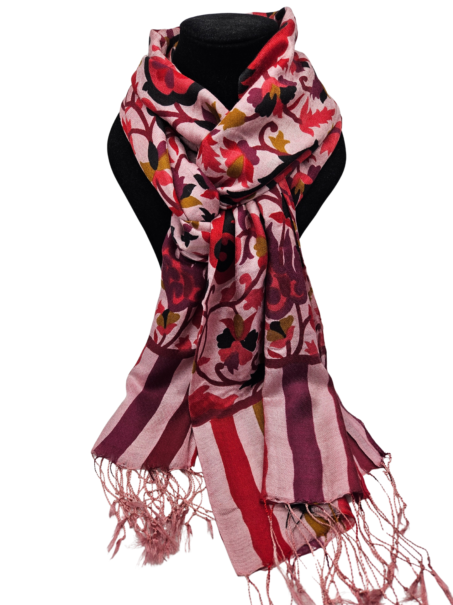 Mascada de algodón estampada. Rosa