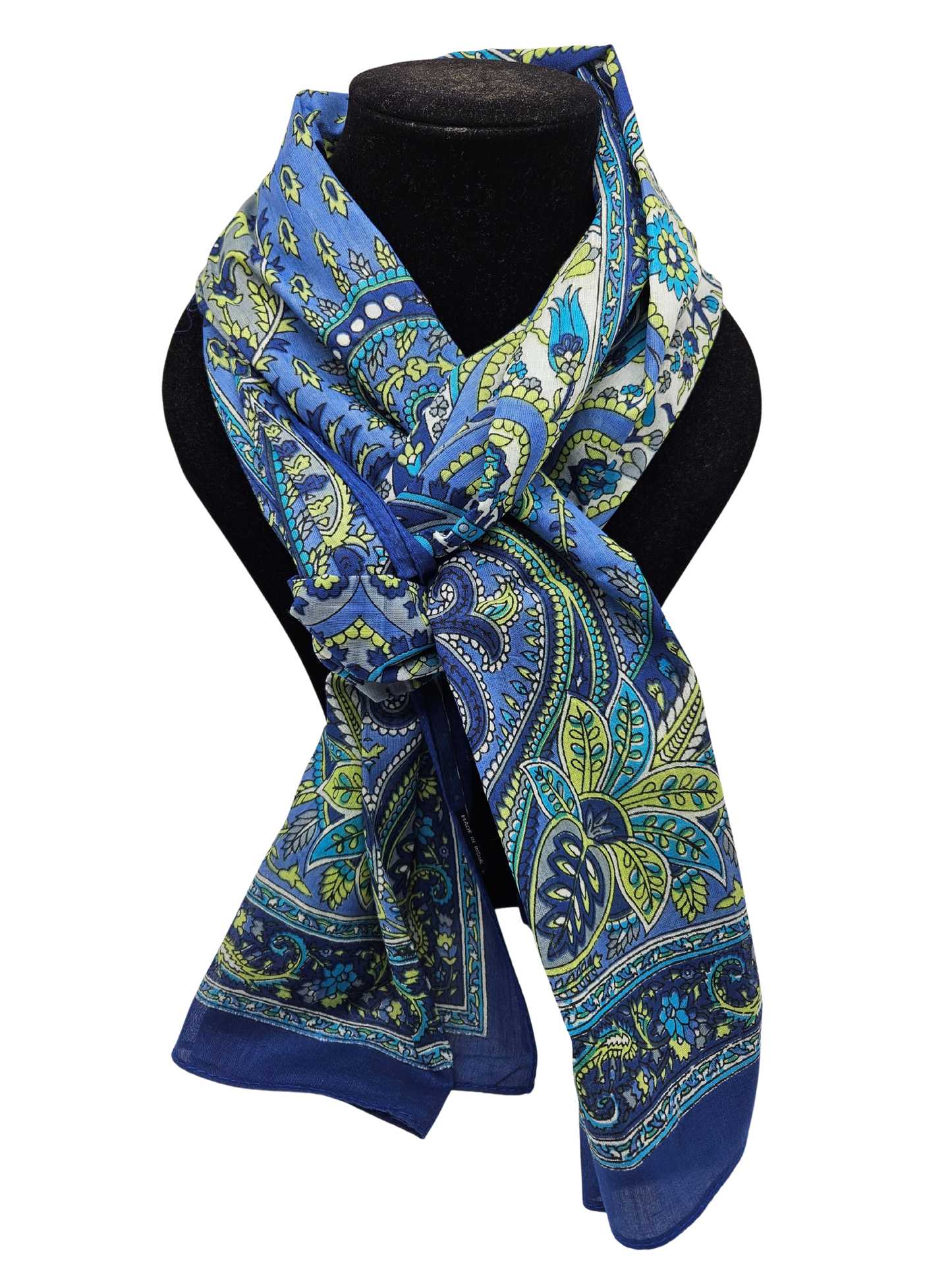 Mascada de algodón estampada. Azul vivo