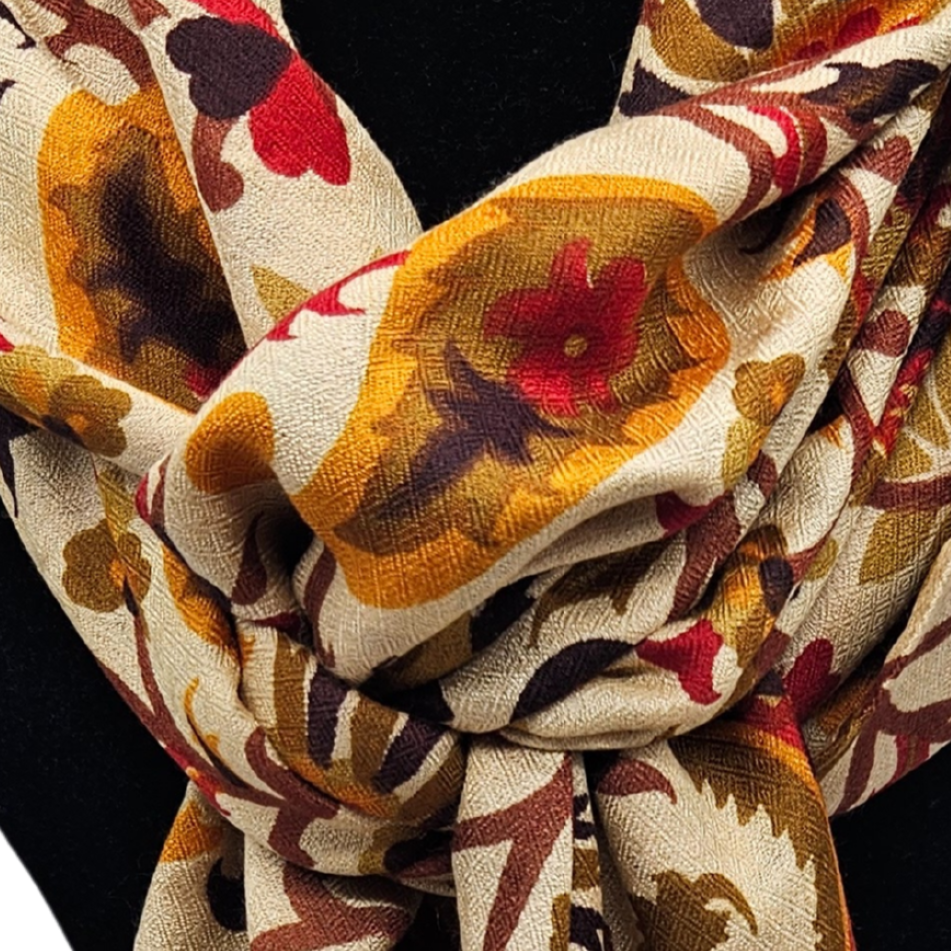 Mascada de algodón estampada. Calabaza