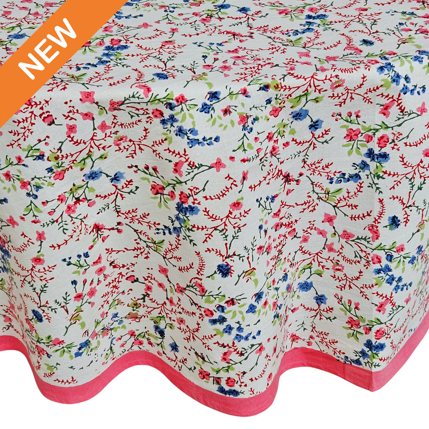 Mantel redondo estampado a mano. Bikaner Flower. Nuevo