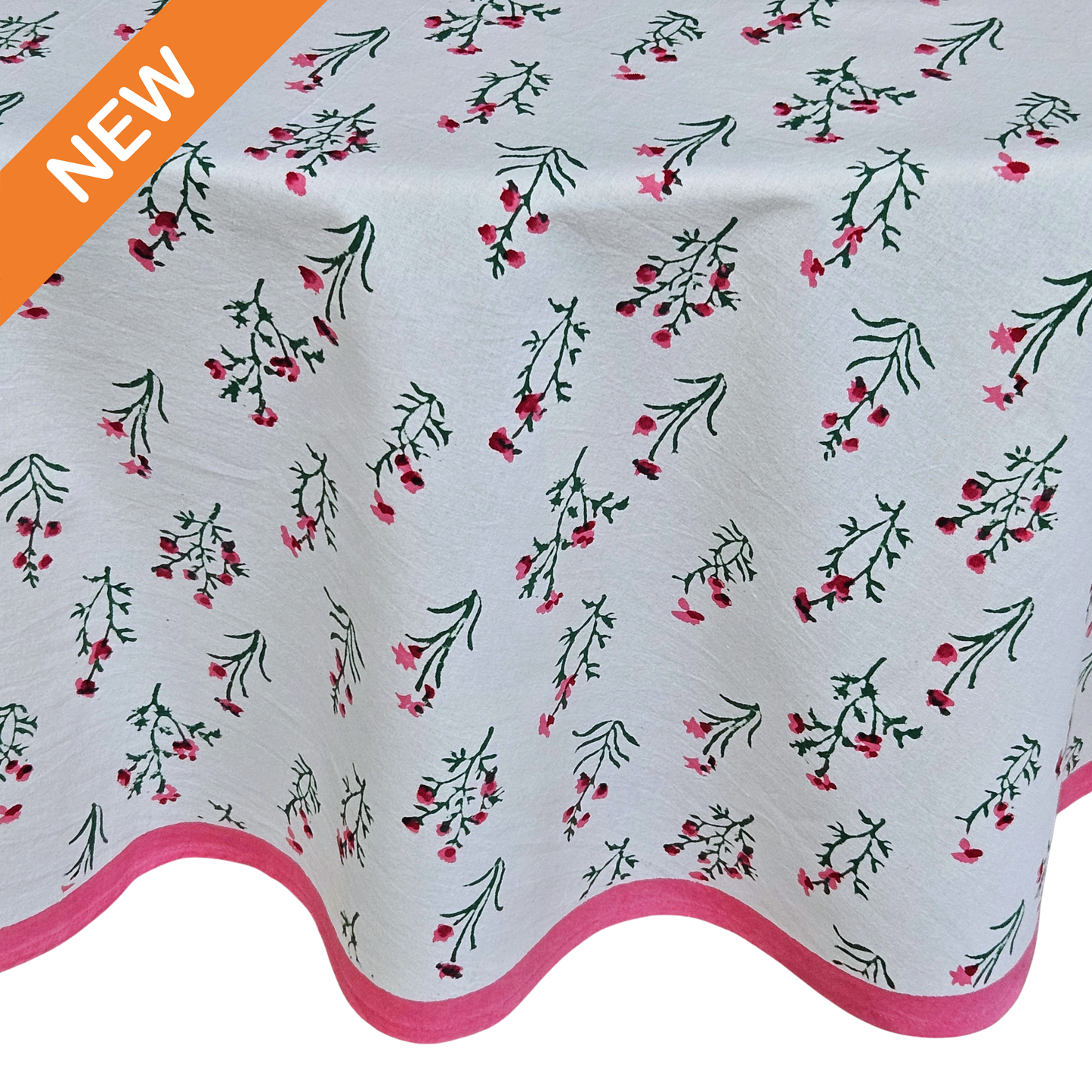 Mantel redondo estampado a mano. Botanical flower. Nuevo