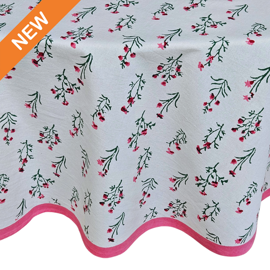 Mantel redondo estampado a mano. Botanical flower. Nuevo