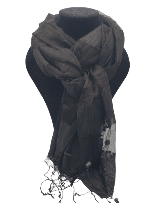 Mascada de seda cruda. Negra