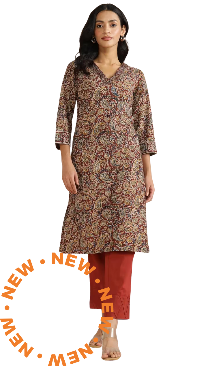 Kurta med kalamkari. Marrón PREVENTA