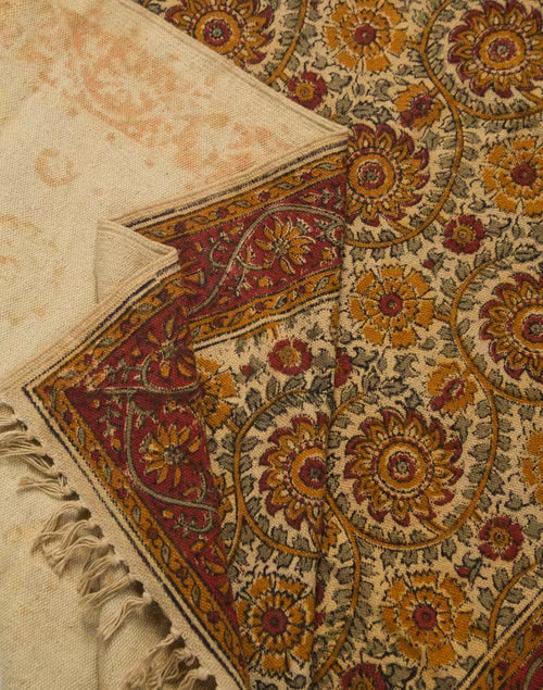 Tapete de algodón estampado a mano. Kalamkari Gamya OC