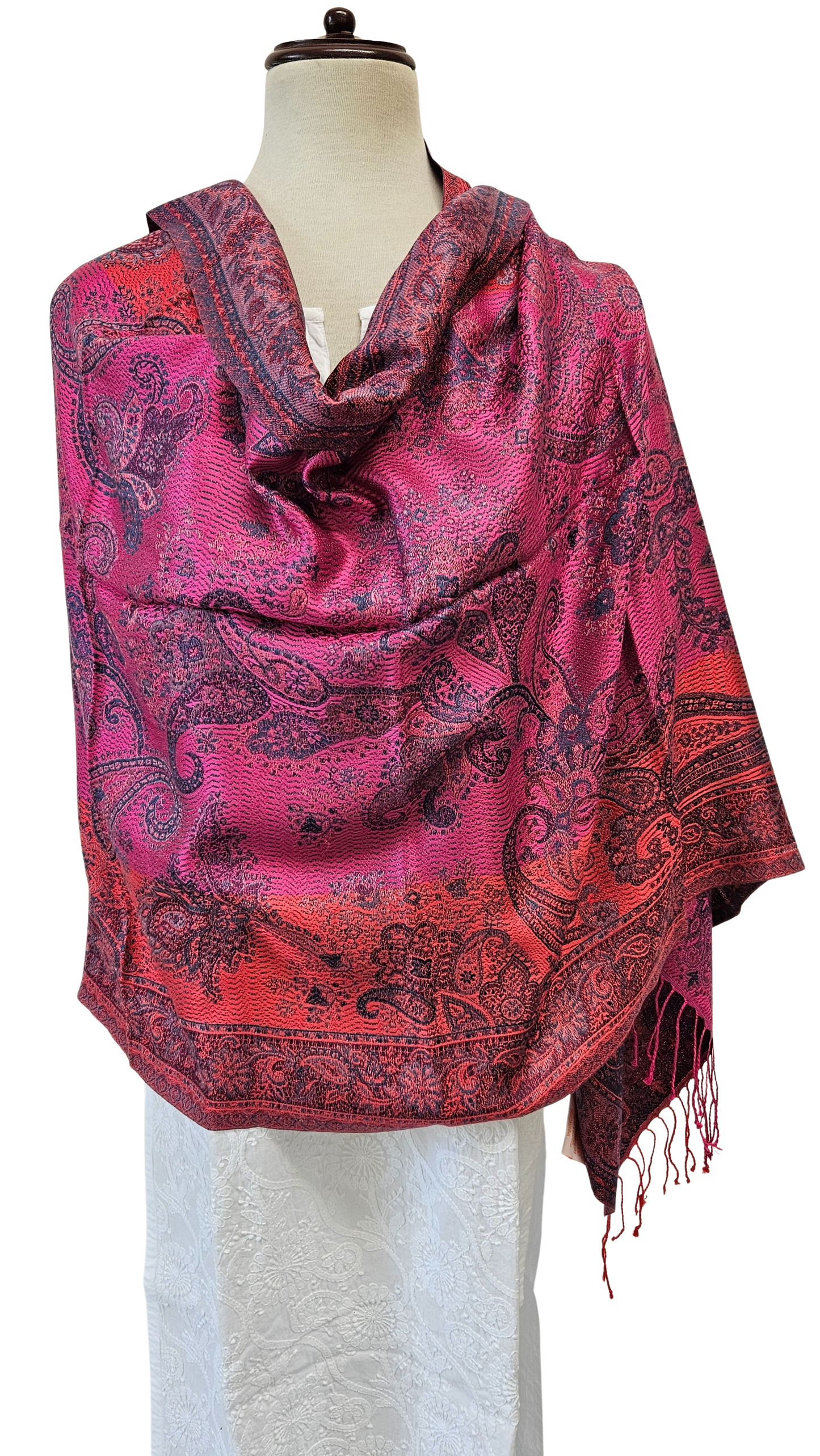 Chal de seda. Fuschia / lila