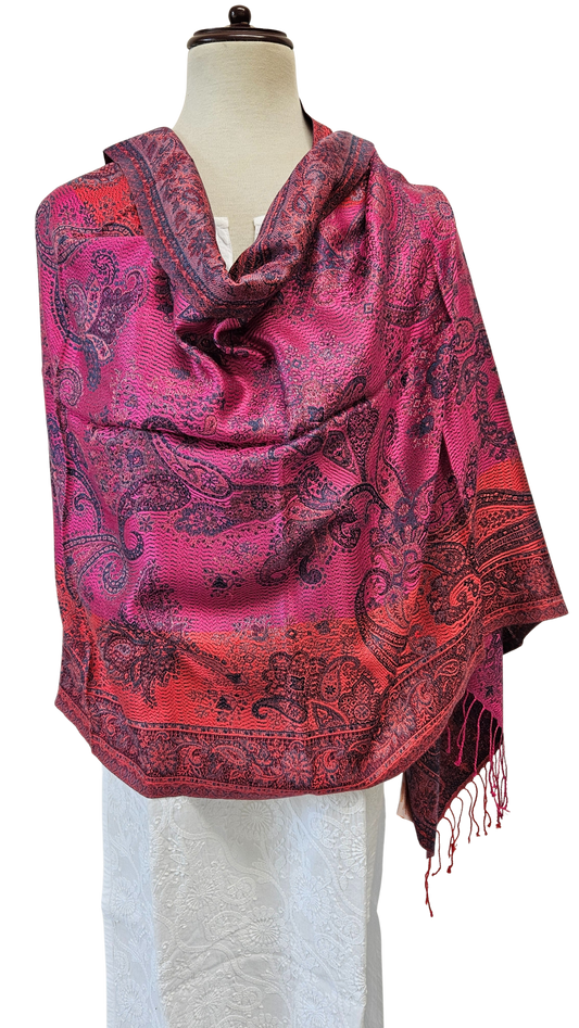 Chal de seda. Fuschia / lila