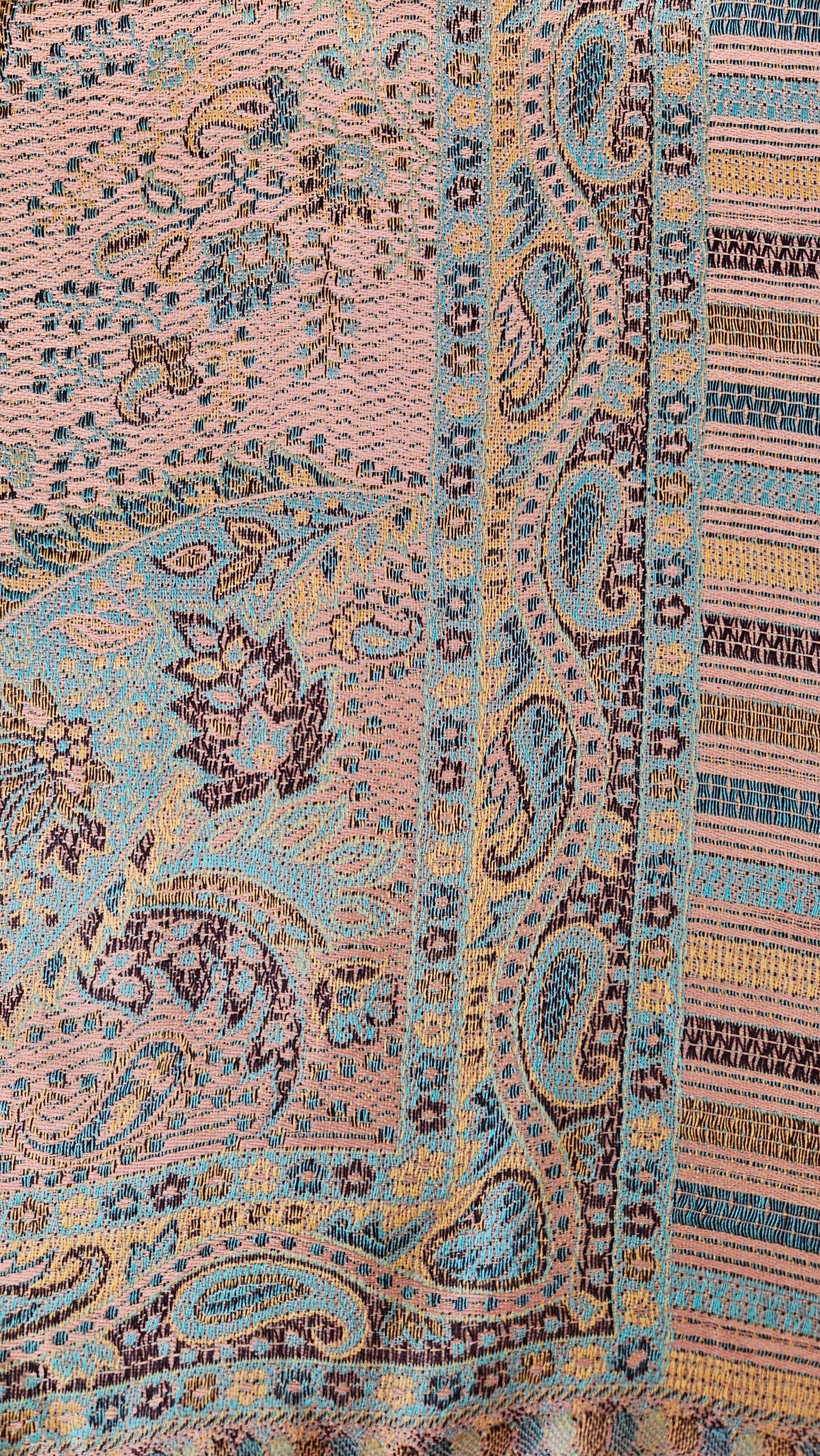 Chal de seda. Rosa / azul