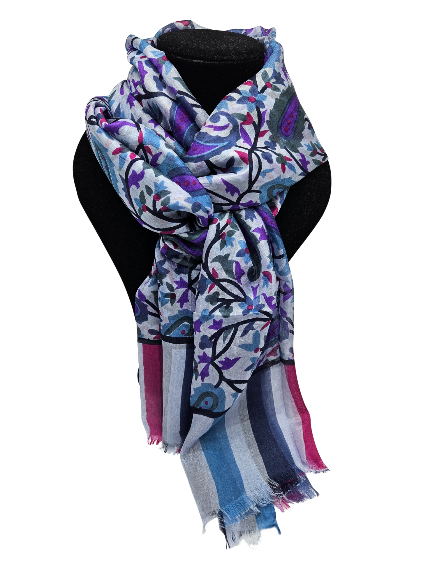 Mascada de seda estampada. Khani grande azulada