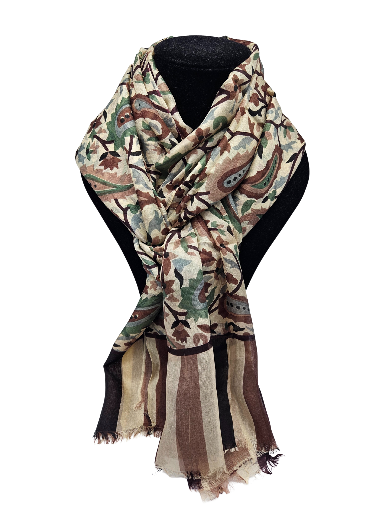 Mascada de seda estampada. Khani grande beige