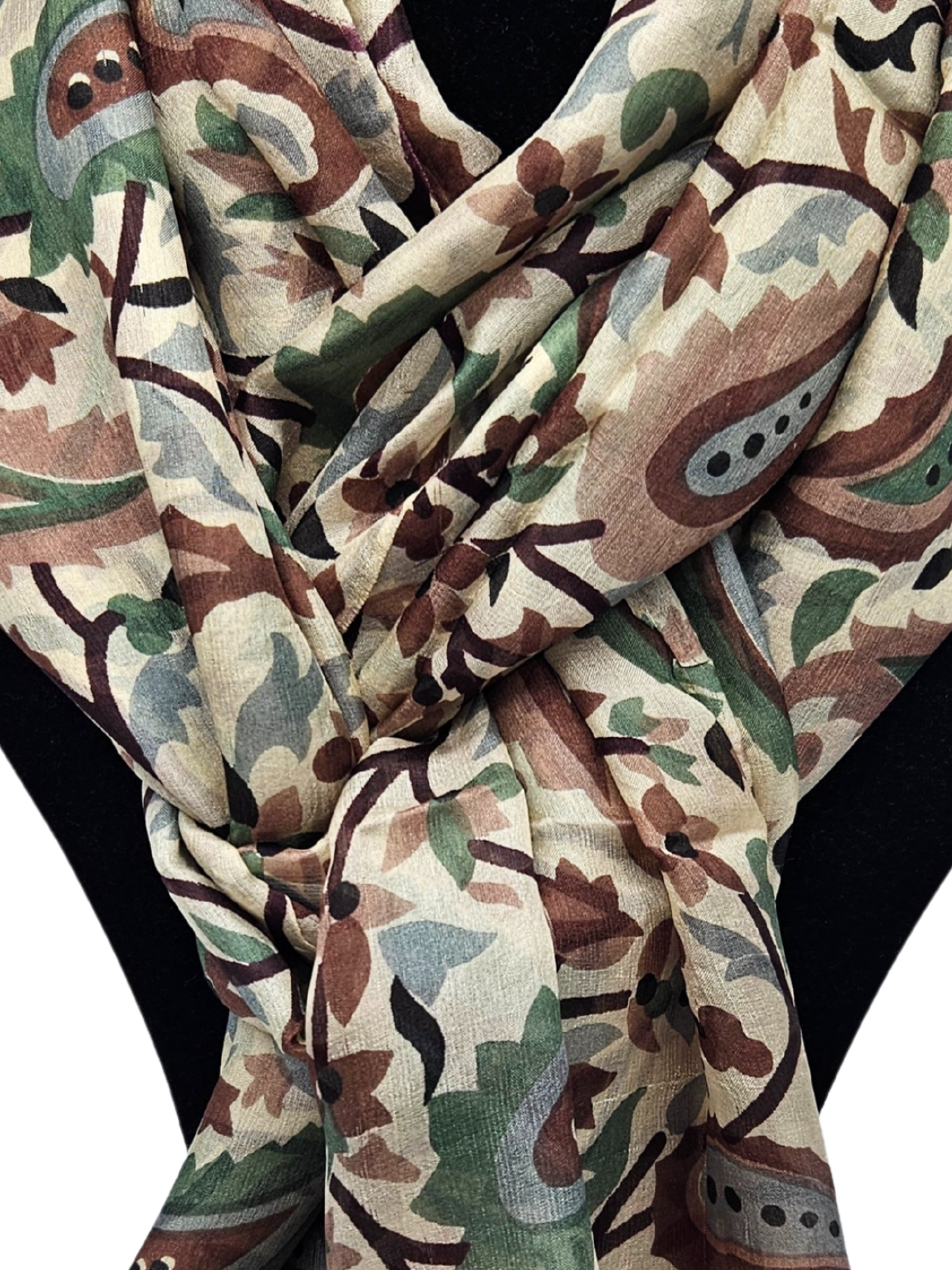 Mascada de seda estampada. Khani grande beige