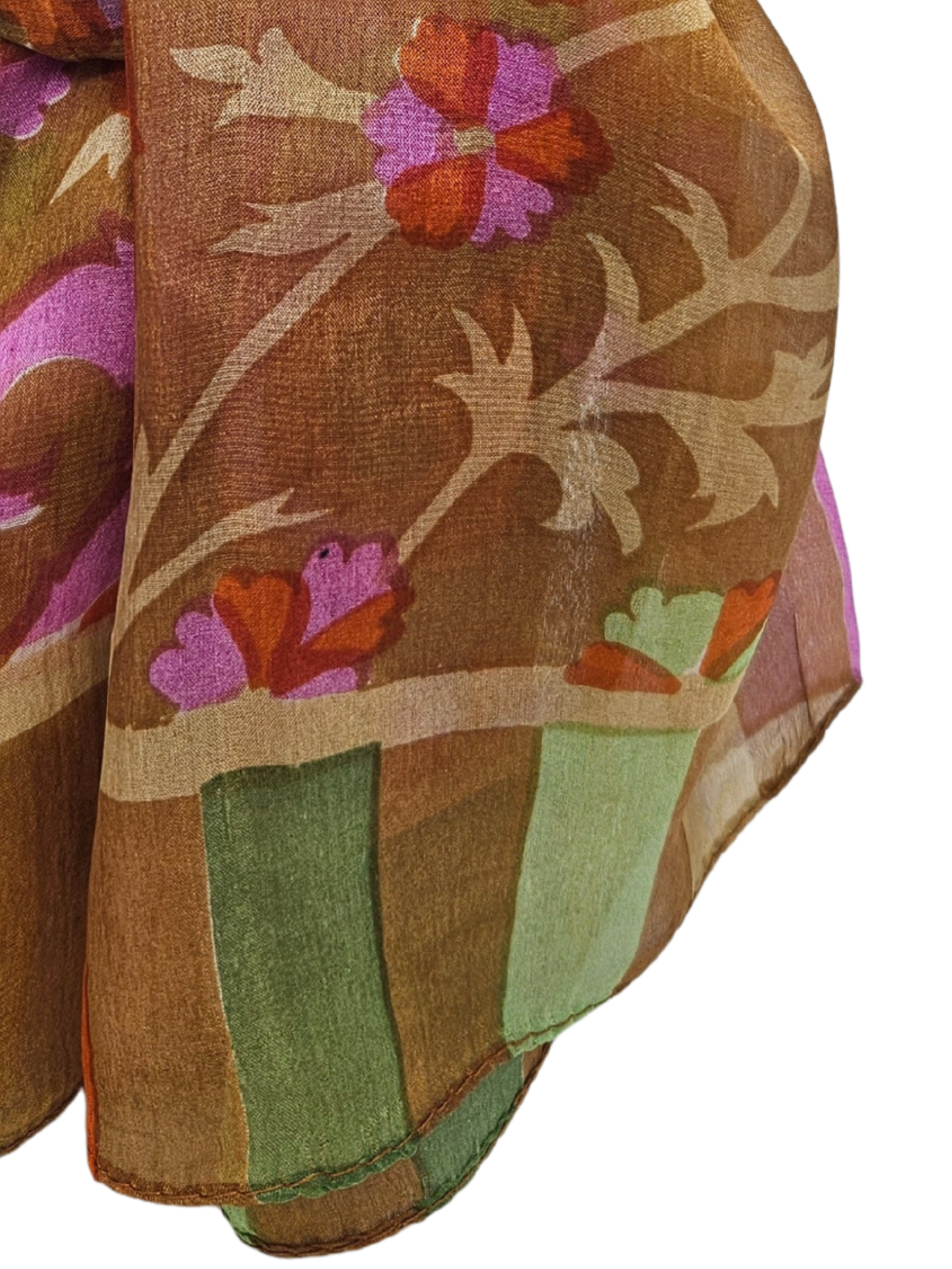 Mascada de seda estampada. Café claro