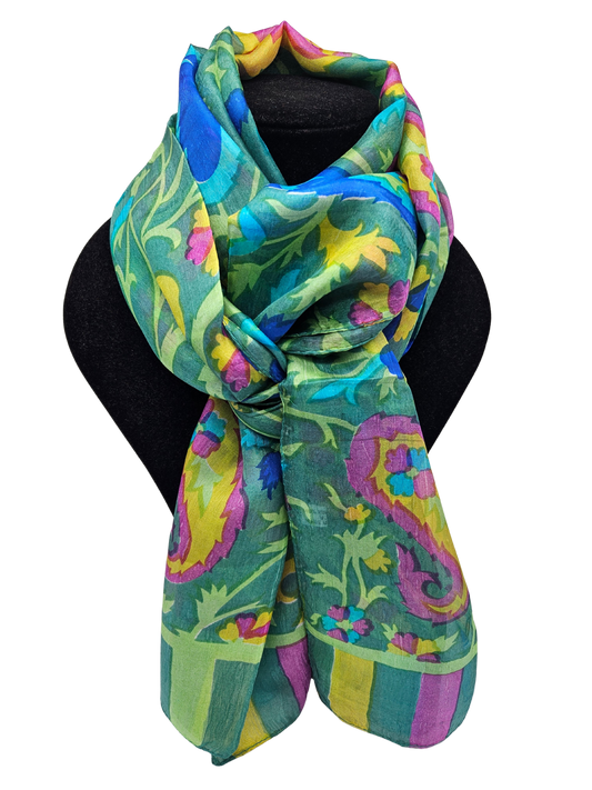 Mascada de seda estampada. Musgo