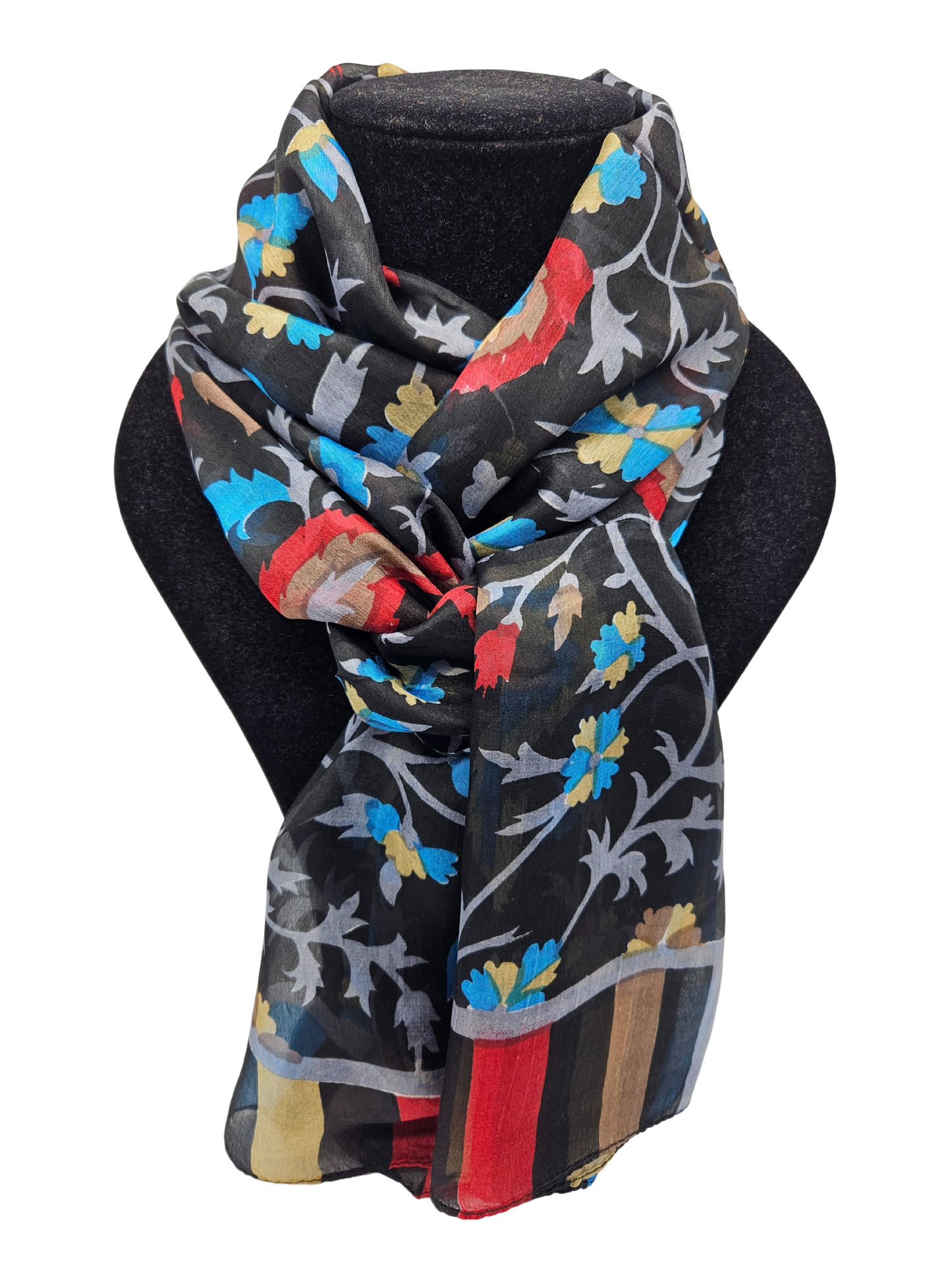 Mascada de seda estampada. Negra