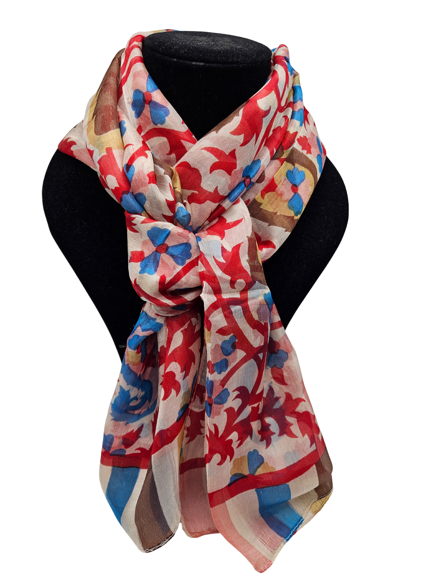 Mascada de seda estampada. Rosada