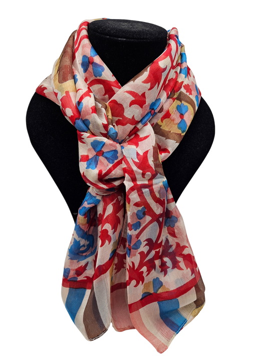 Mascada de seda estampada. Rosada