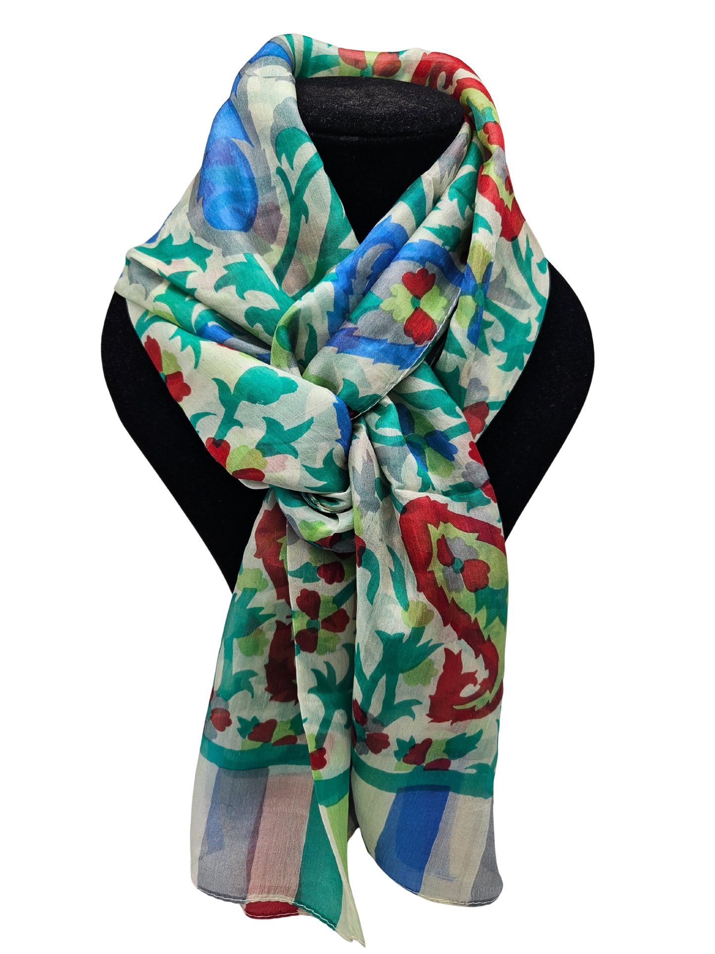 Mascada de seda estampada. Verde claro