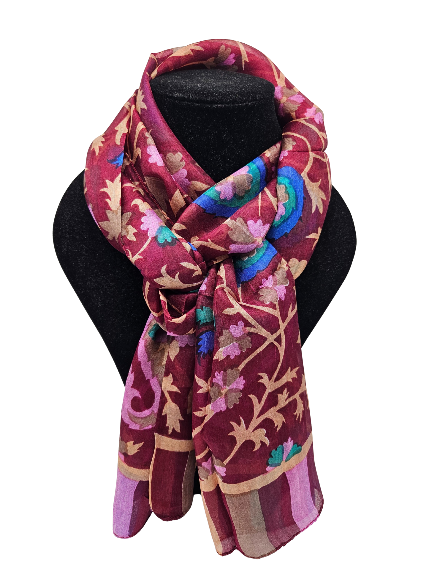 Mascada de seda estampada. Vino